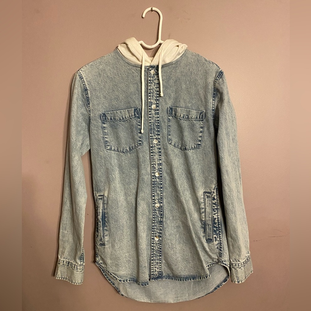 PacSun Denim Button Down with Hood